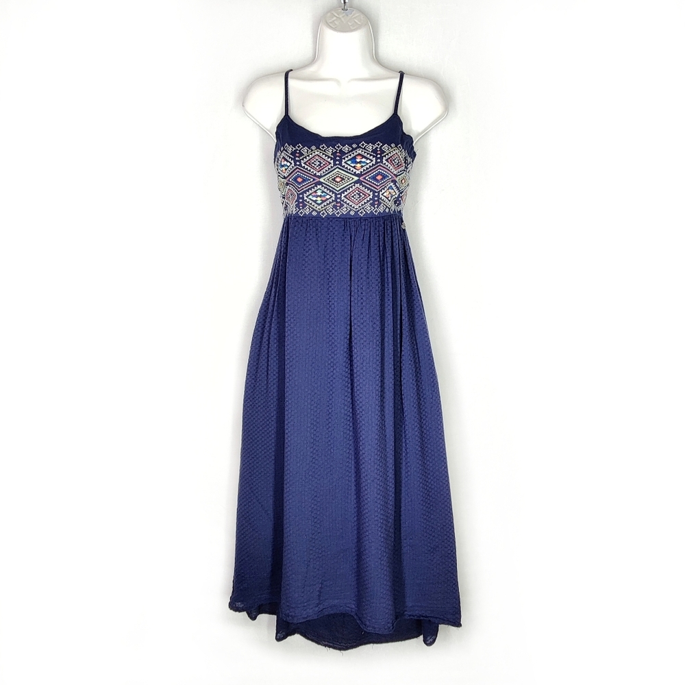Navy Embroidered Bust Maxi Dress